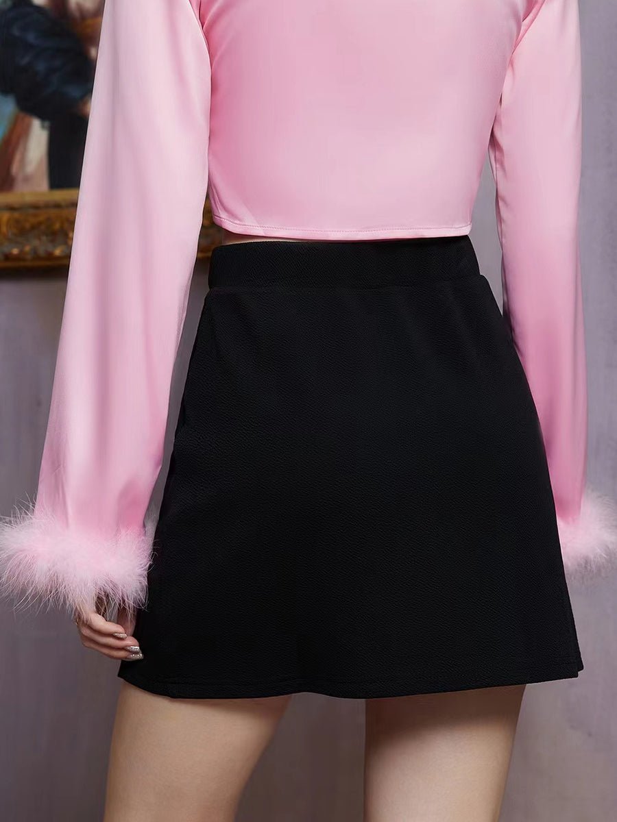 Decorative Button Slit Mini Skirt - Admiresty