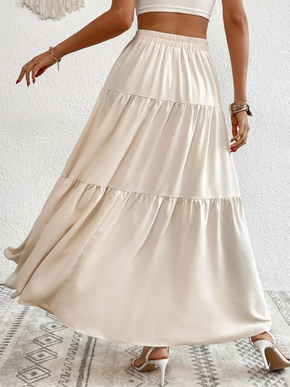 Decorative Button Tiered Skirt - Admiresty