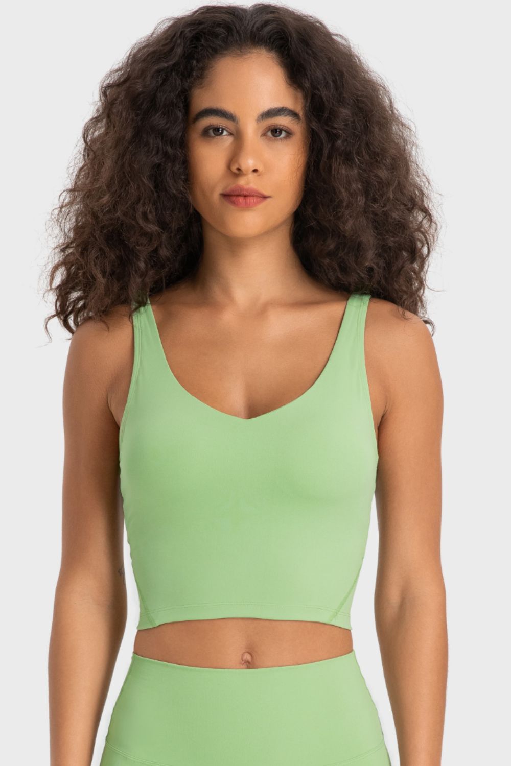 Deep V - Neck Crop Sports Bra - Admiresty