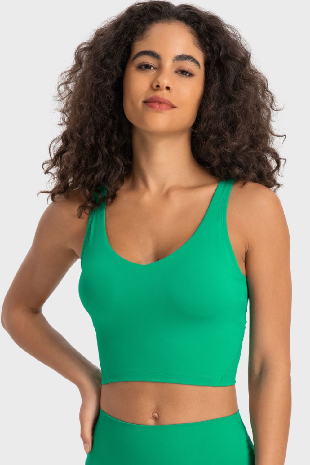 Deep V - Neck Crop Sports Bra - Admiresty