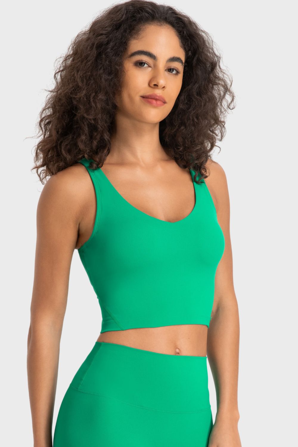 Deep V - Neck Crop Sports Bra - Admiresty