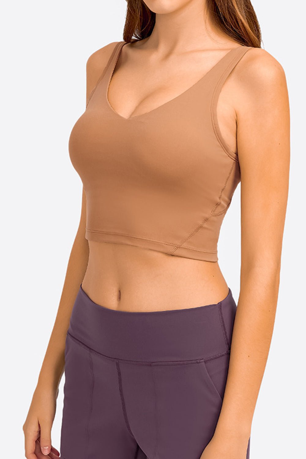 Deep V - Neck Crop Sports Bra - Admiresty