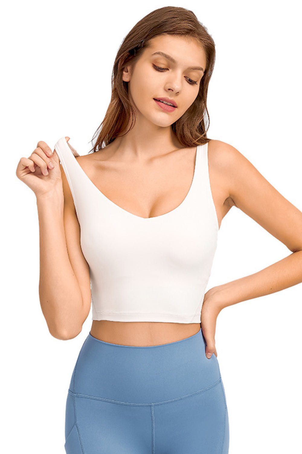 Deep V - Neck Crop Sports Bra - Admiresty