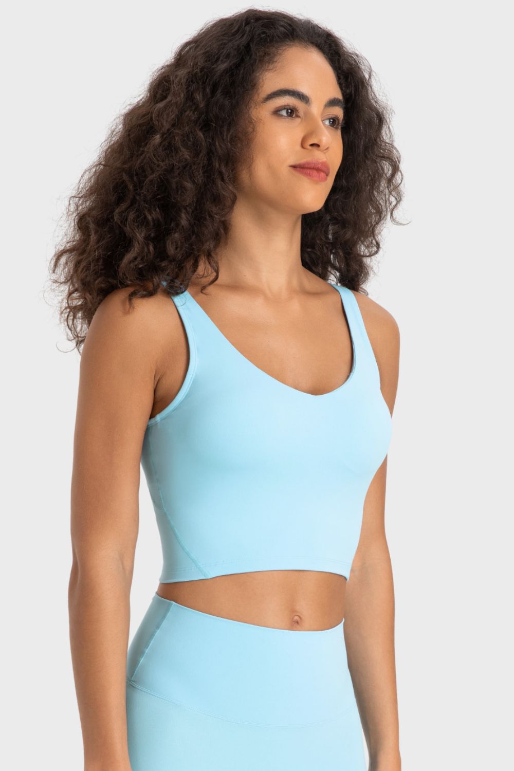 Deep V - Neck Crop Sports Bra - Admiresty