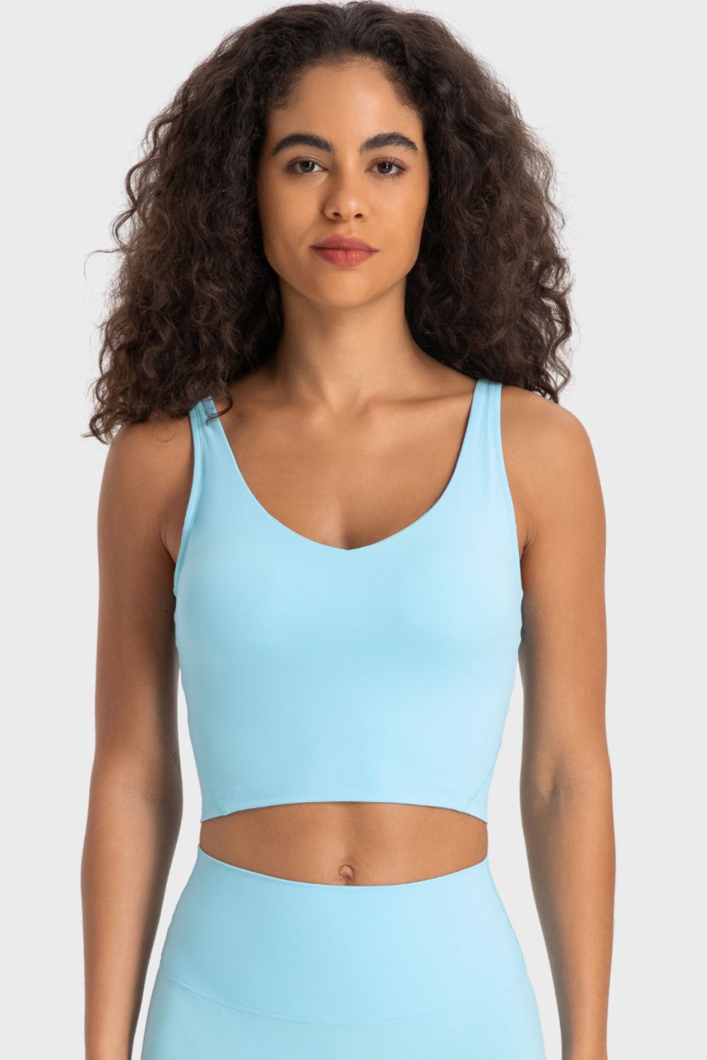 Deep V - Neck Crop Sports Bra - Admiresty