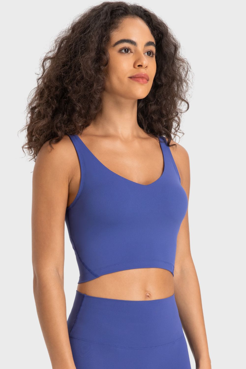 Deep V - Neck Crop Sports Bra - Admiresty