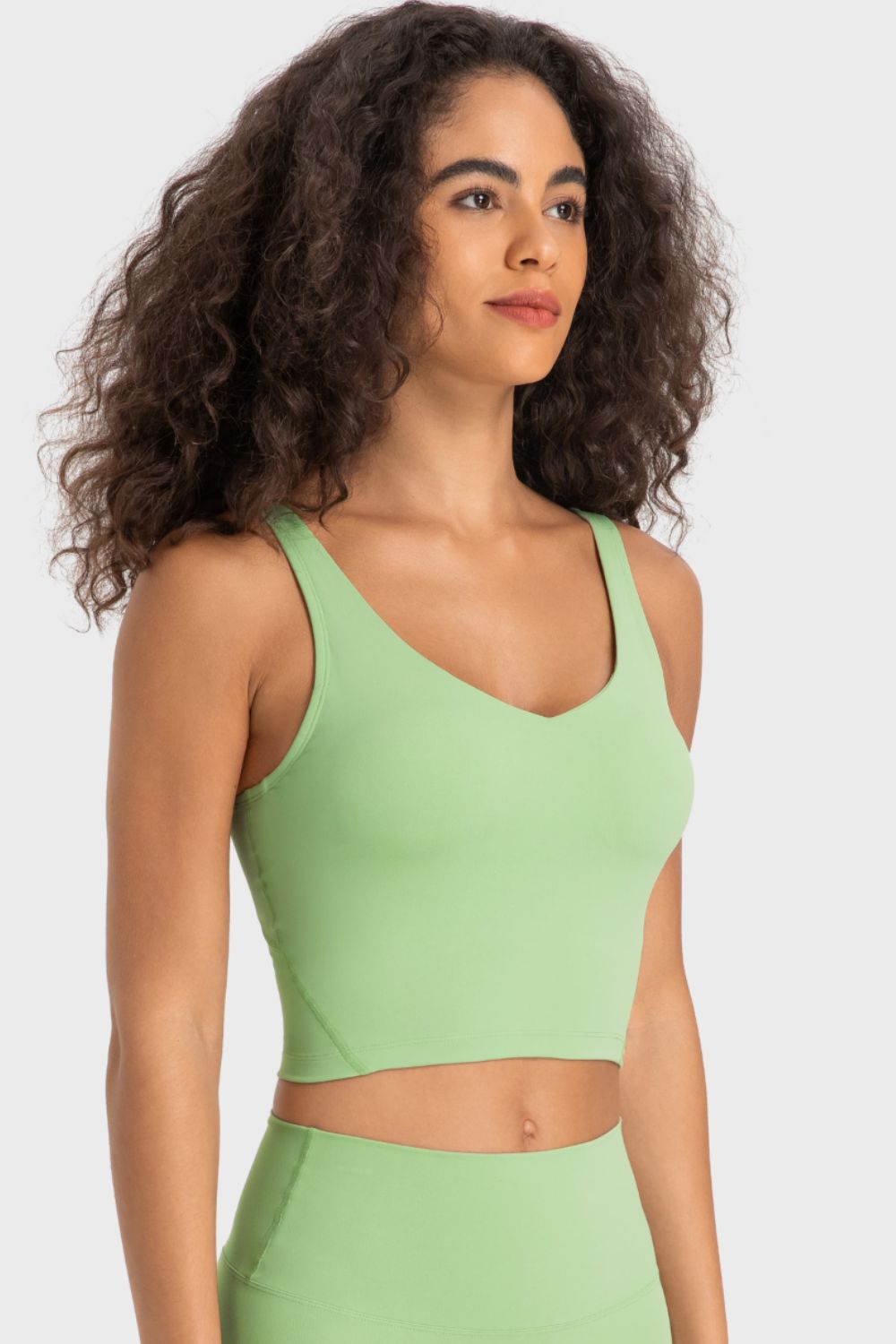 Deep V - Neck Crop Sports Bra - Admiresty