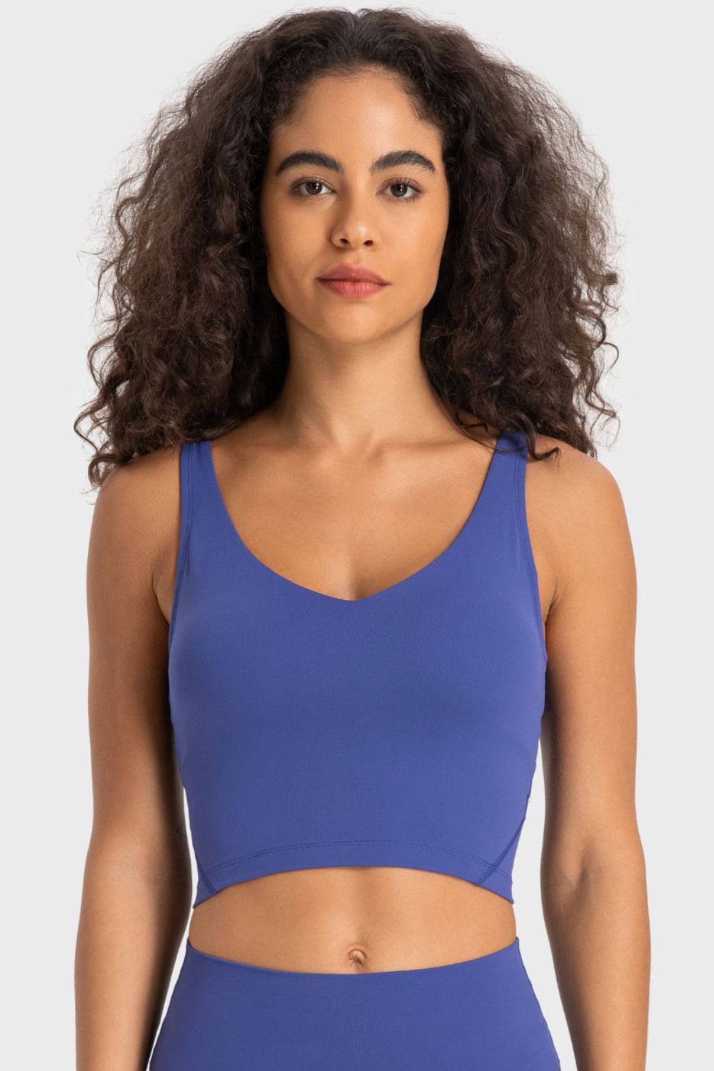 Deep V - Neck Crop Sports Bra - Admiresty