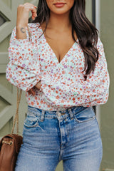 Ditsy Floral Long Sleeve Plunge Bodysuit - Admiresty