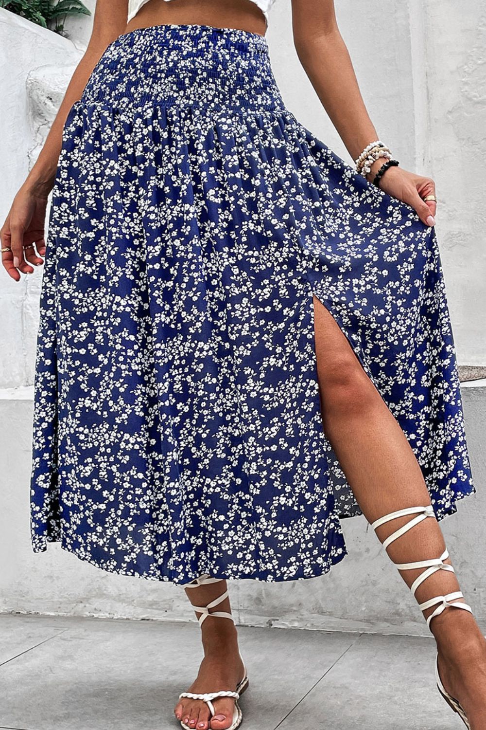 Ditsy Floral Slit High Waist Skirt - Admiresty