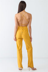 Doreli Group Backless Tied Spaghetti Strap Sleeveless Jumpsuit - Admiresty