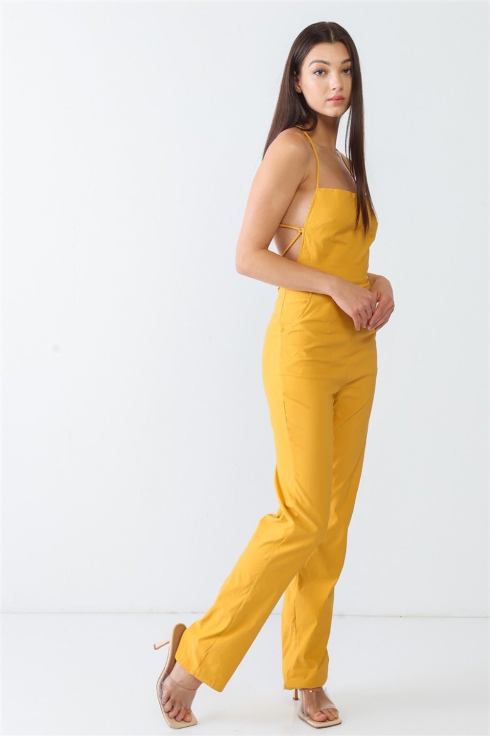 Doreli Group Backless Tied Spaghetti Strap Sleeveless Jumpsuit - Admiresty