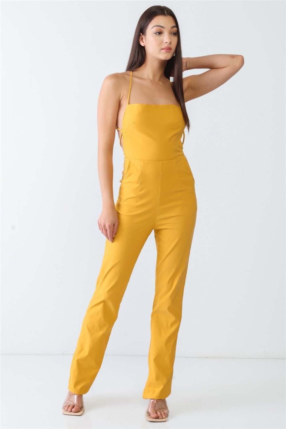 Doreli Group Backless Tied Spaghetti Strap Sleeveless Jumpsuit - Admiresty