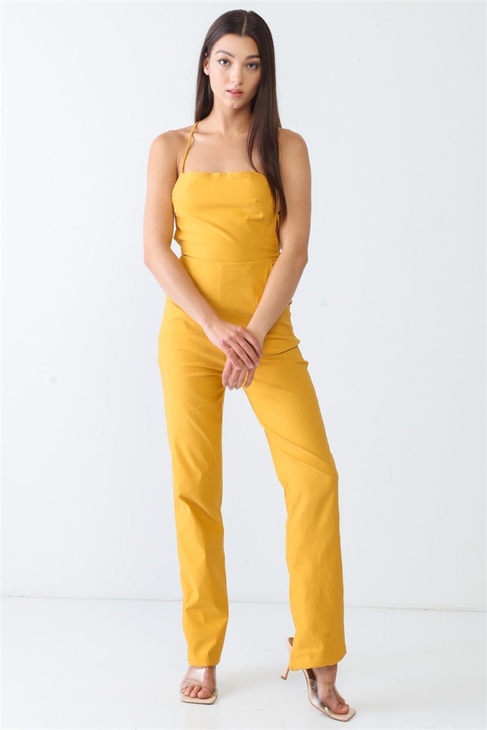 Doreli Group Backless Tied Spaghetti Strap Sleeveless Jumpsuit - Admiresty