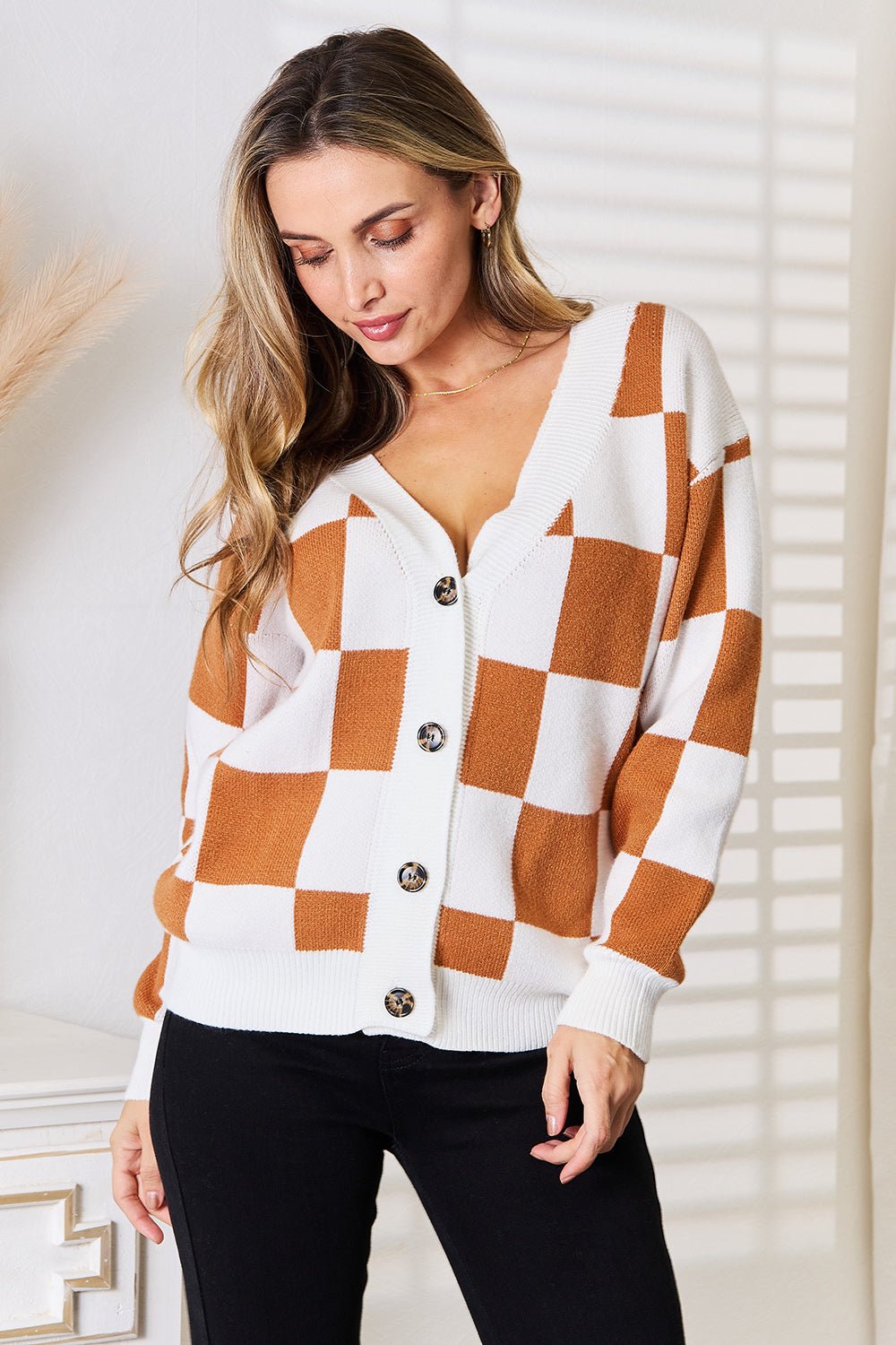 Double Take Button - Up V - Neck Dropped Shoulder Cardigan - Admiresty