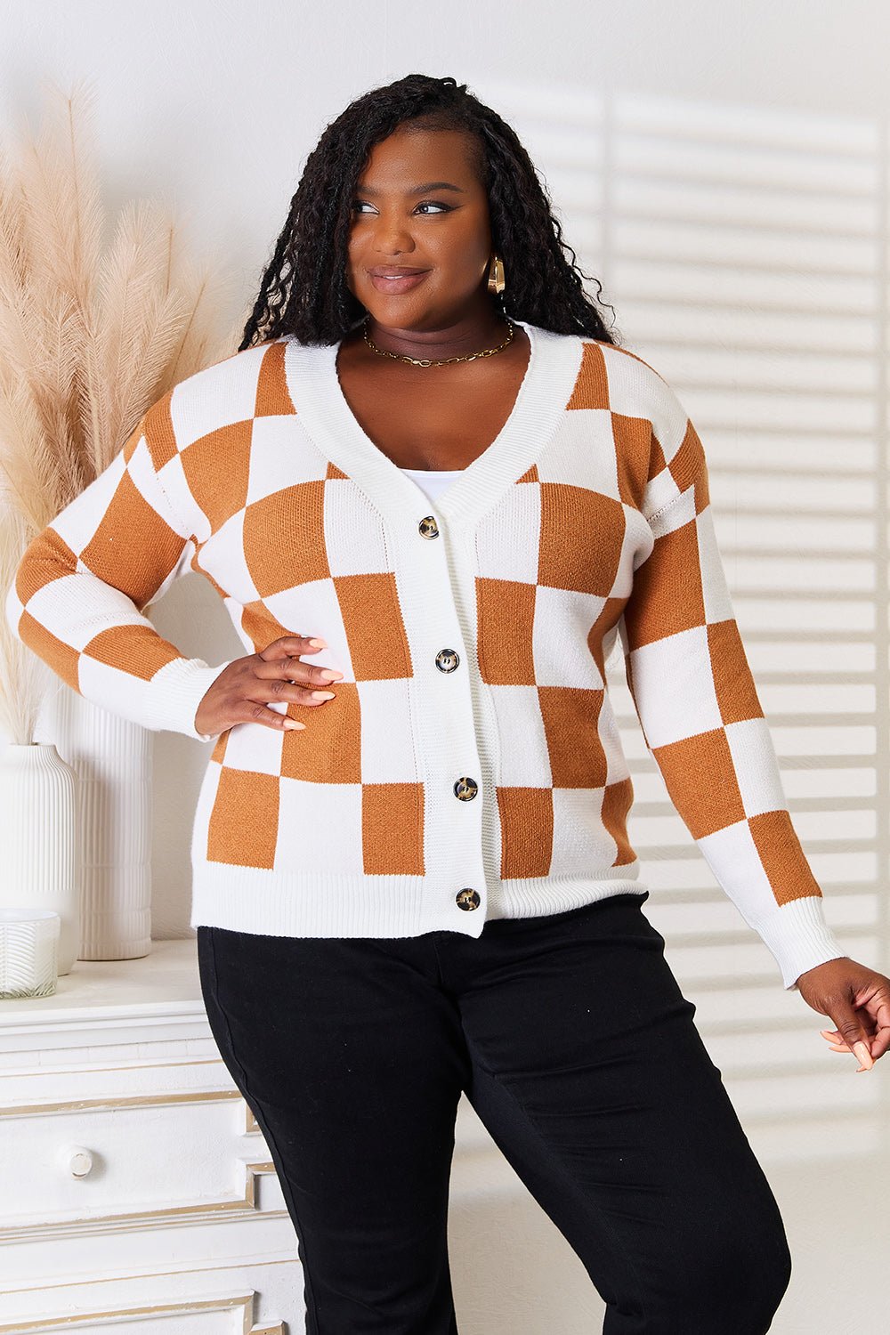 Double Take Button - Up V - Neck Dropped Shoulder Cardigan - Admiresty