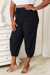 Double Take Decorative Button Cropped Pants - Admiresty