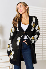 Double Take Floral Button Down Longline Cardigan - Admiresty