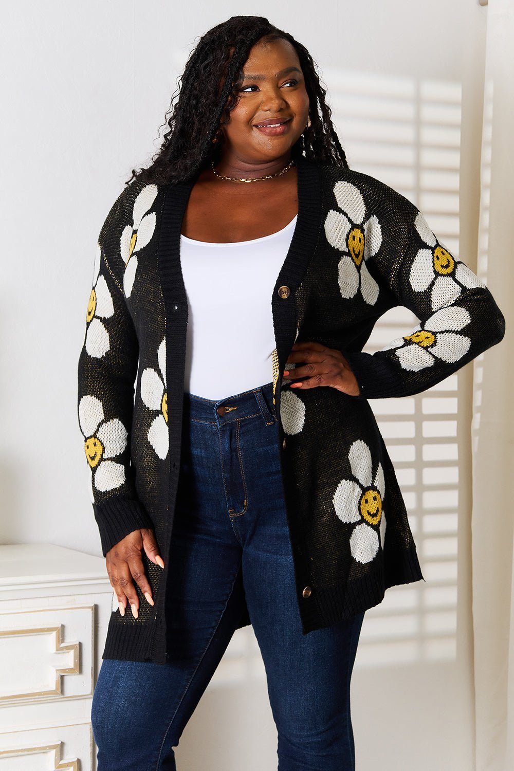 Double Take Floral Button Down Longline Cardigan - Admiresty