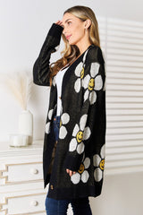 Double Take Floral Button Down Longline Cardigan - Admiresty