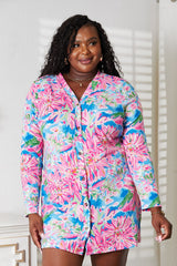 Double Take Floral Open Front Long Sleeve Cardigan - Admiresty