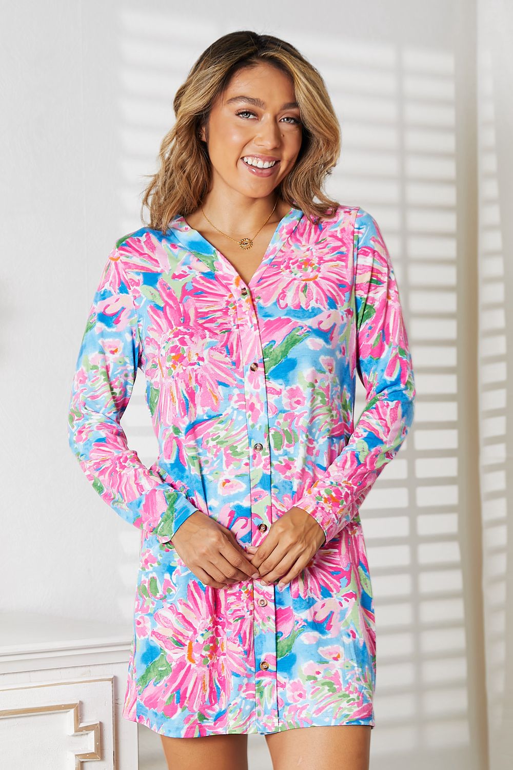 Double Take Floral Open Front Long Sleeve Cardigan - Admiresty