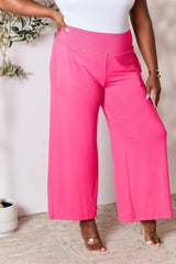 Double Take Full Size Smocked Wide Waistband Wide Leg Pants - Admiresty