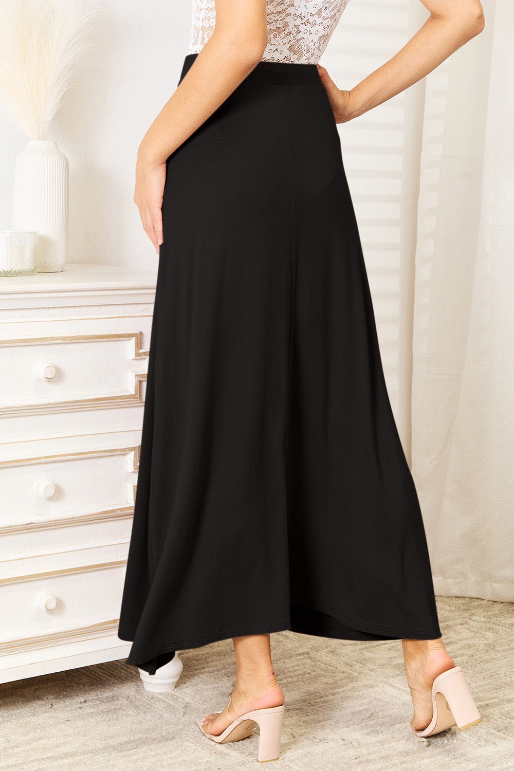 Double Take Full Size Soft Rayon Drawstring Waist Maxi Skirt Rayon - Admiresty