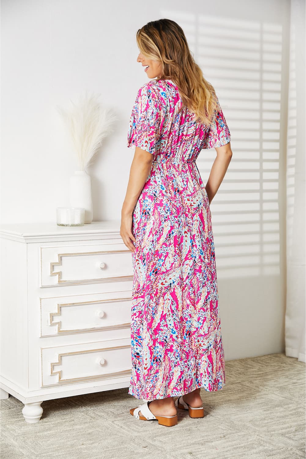 Double Take Multicolored V - Neck Maxi Dress - Admiresty