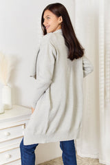 Double Take Open Front Duster Cardigan with Pockets - Admiresty