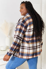 Double Take Plaid Button Front Shirt Jacket with Breast Pockets - Admiresty