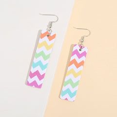 Leather Contrast Chevron Earrings