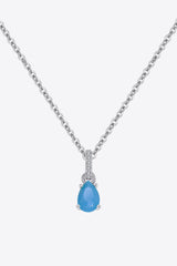 Teardrop Turquoise 4-Prong Pendant Necklace