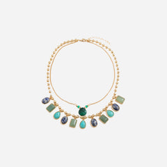 Geometric Alloy Double-Layered Necklace