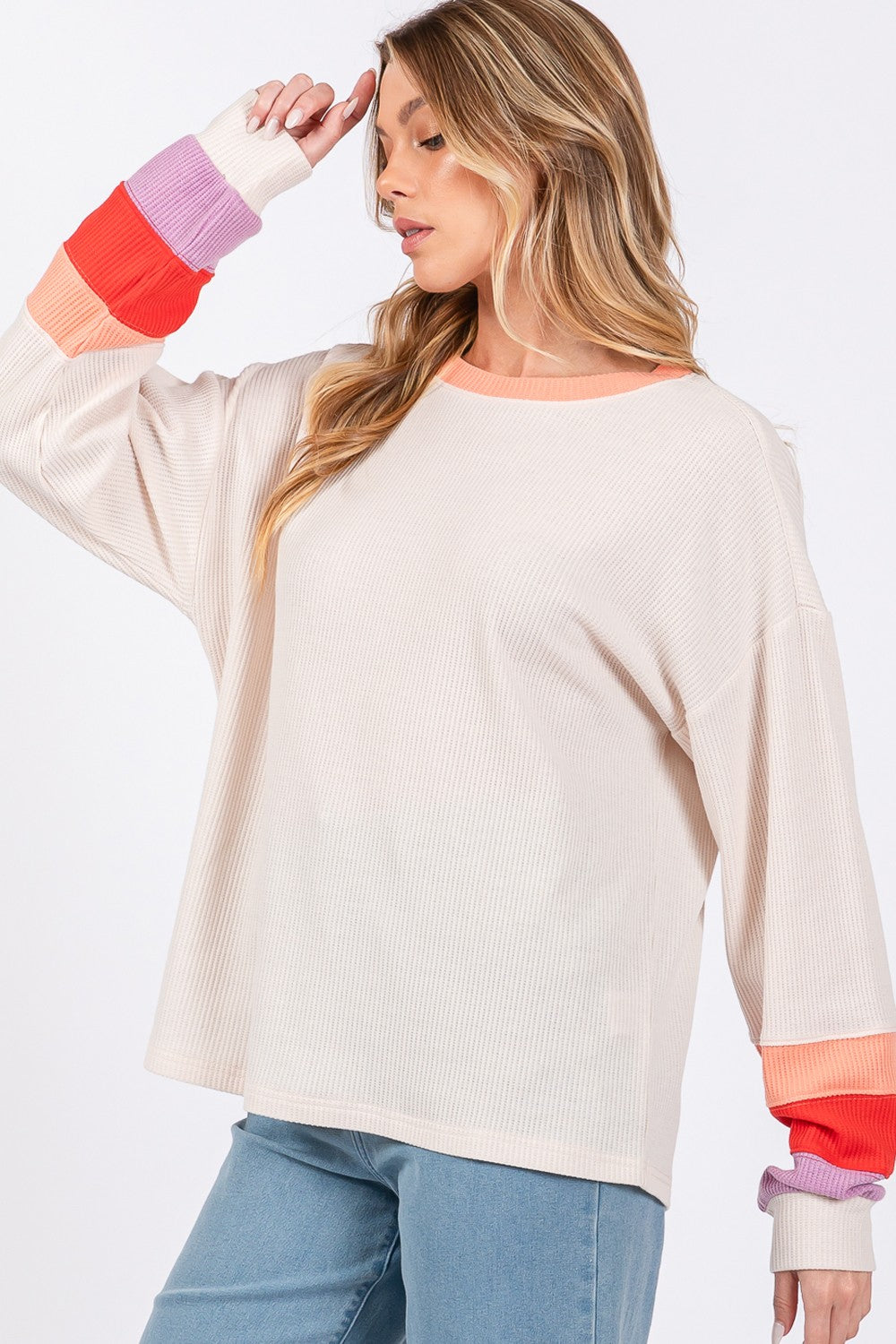 SAGE + FIG Color Block Waffle Knit T-Shirt