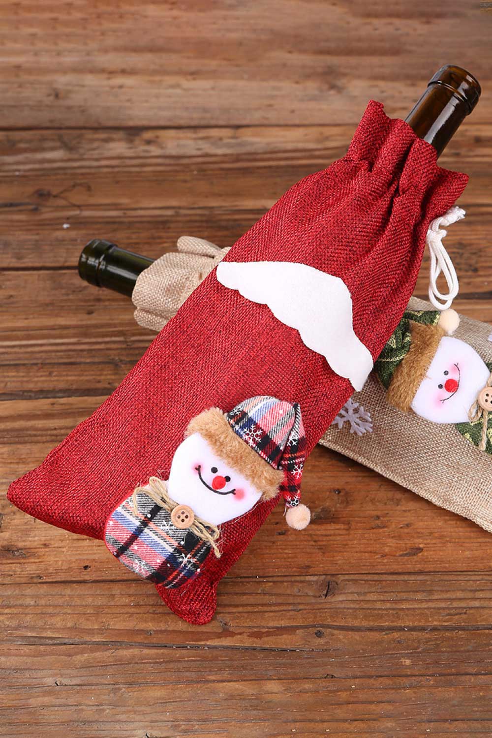 Paquete de 4 fundas para botellas con forma de gnomo navideño