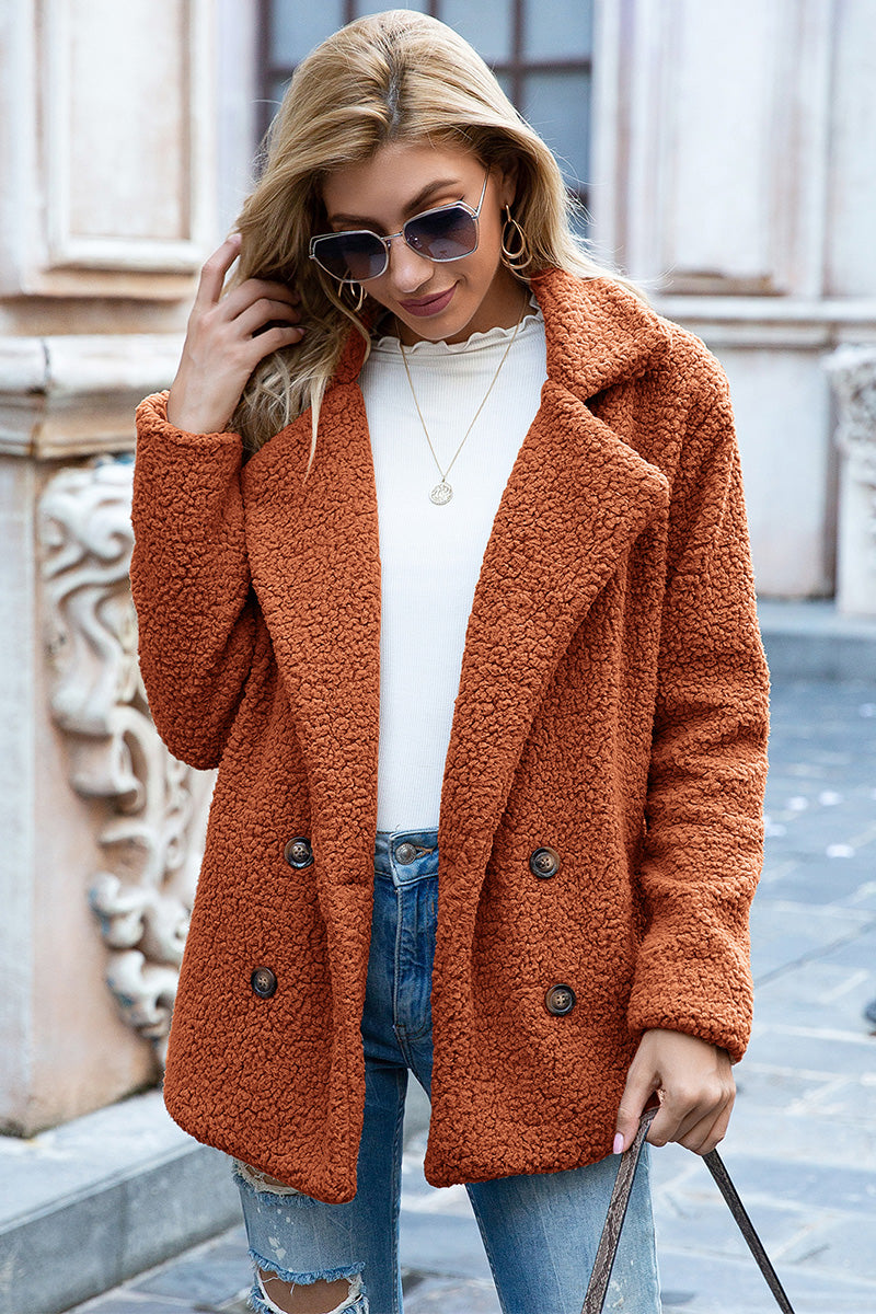 Ivy Lane Full Size Lapel Collar Sherpa Coat