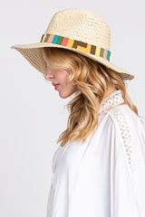 Sombrero de paja de ala ancha en contraste Fame