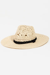 Sombrero de ala ancha con detalle de encaje calado Fame