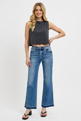 RISEN Full Size Raw Hem Ankle Bootcut Jeans Plus Size