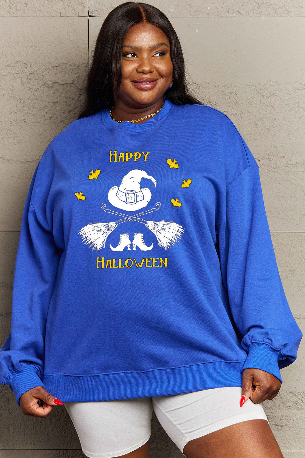 Sudadera con gráfico de HAPPY HALLOWEEN en tamaño completo de Simply Love