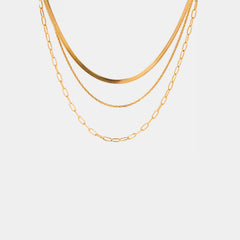 18K Gold - Plated Triple - Layered Necklace - Admiresty