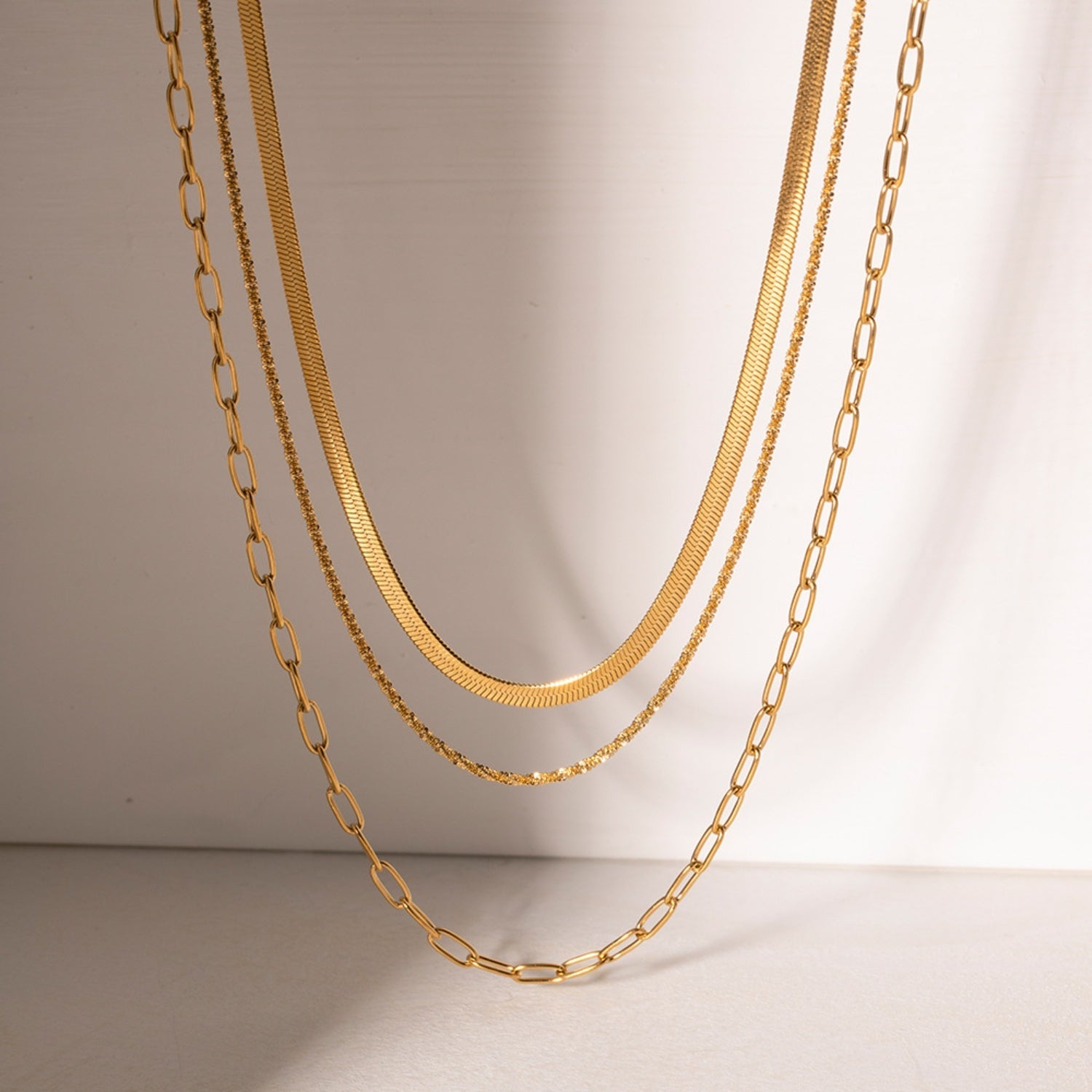 18K Gold - Plated Triple - Layered Necklace - Admiresty