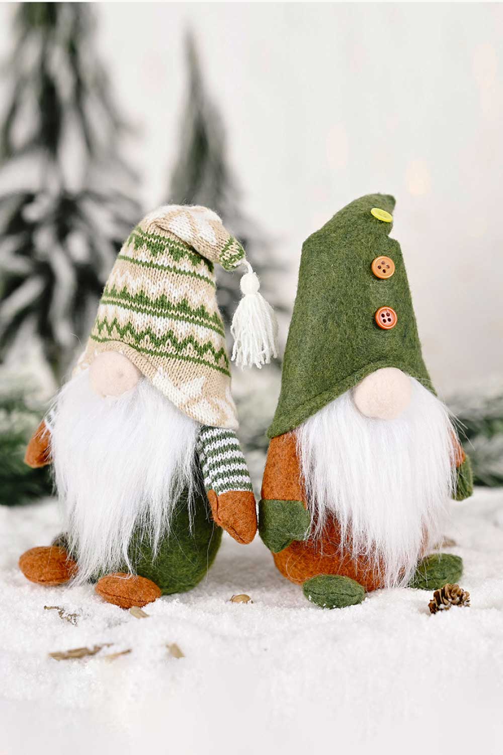 Paquete de 2 gnomos navideños sin rostro con patas cortas