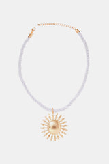 Zinc Alloy Sun Shape Pendant Necklace