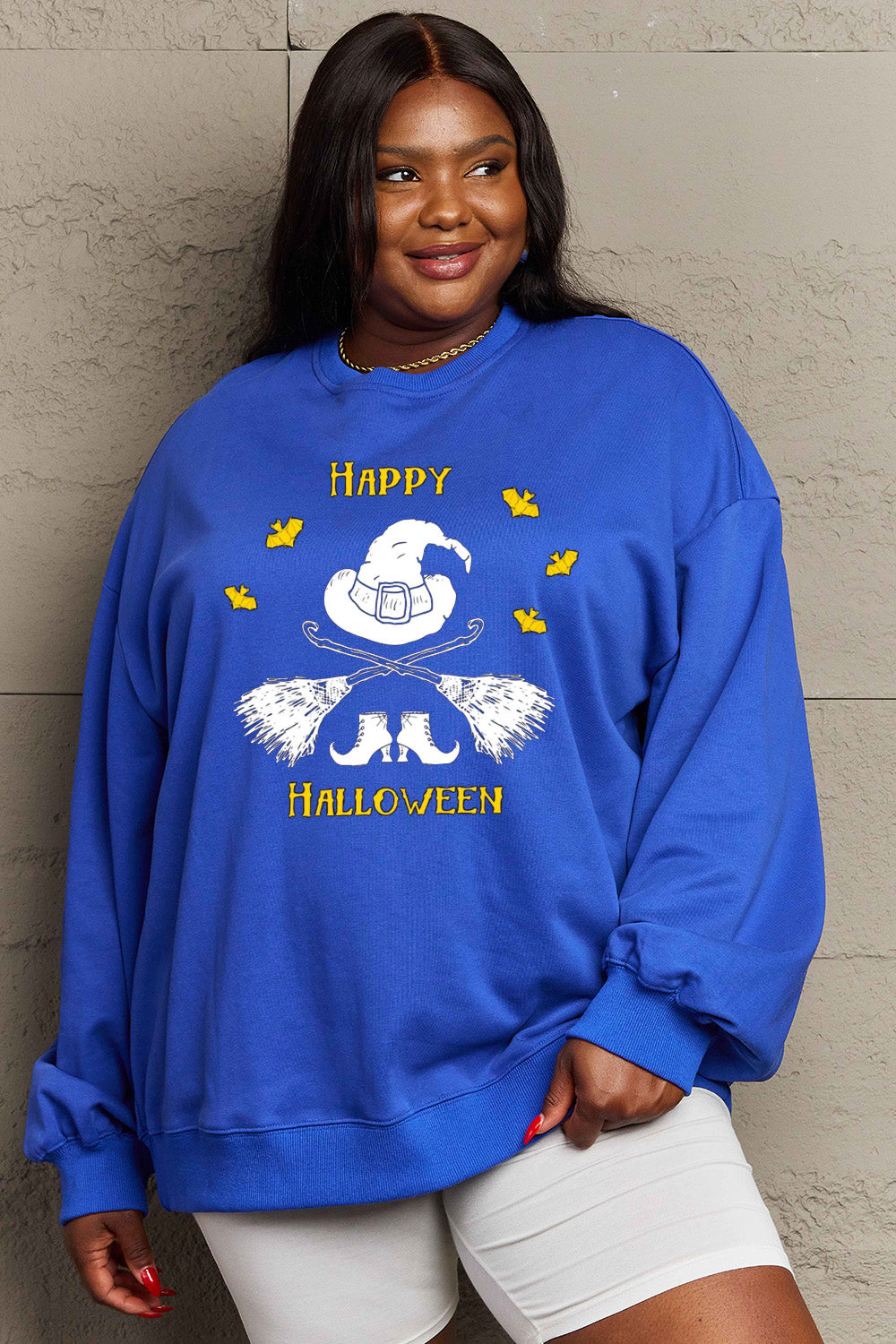 Sudadera con gráfico de HAPPY HALLOWEEN en tamaño completo de Simply Love