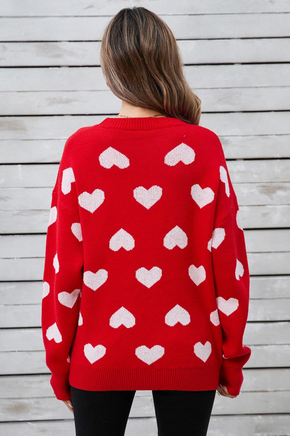 Angel Wings Heart Round Neck Long Sleeve Sweater