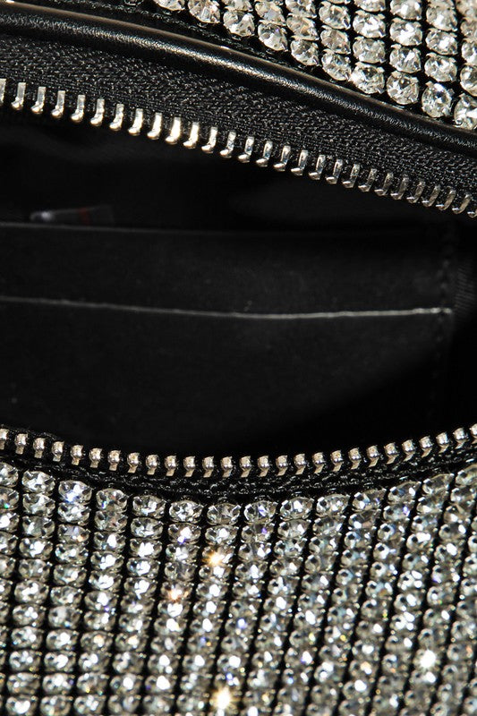 Fame Pave Rhinestone Crossbody Bag