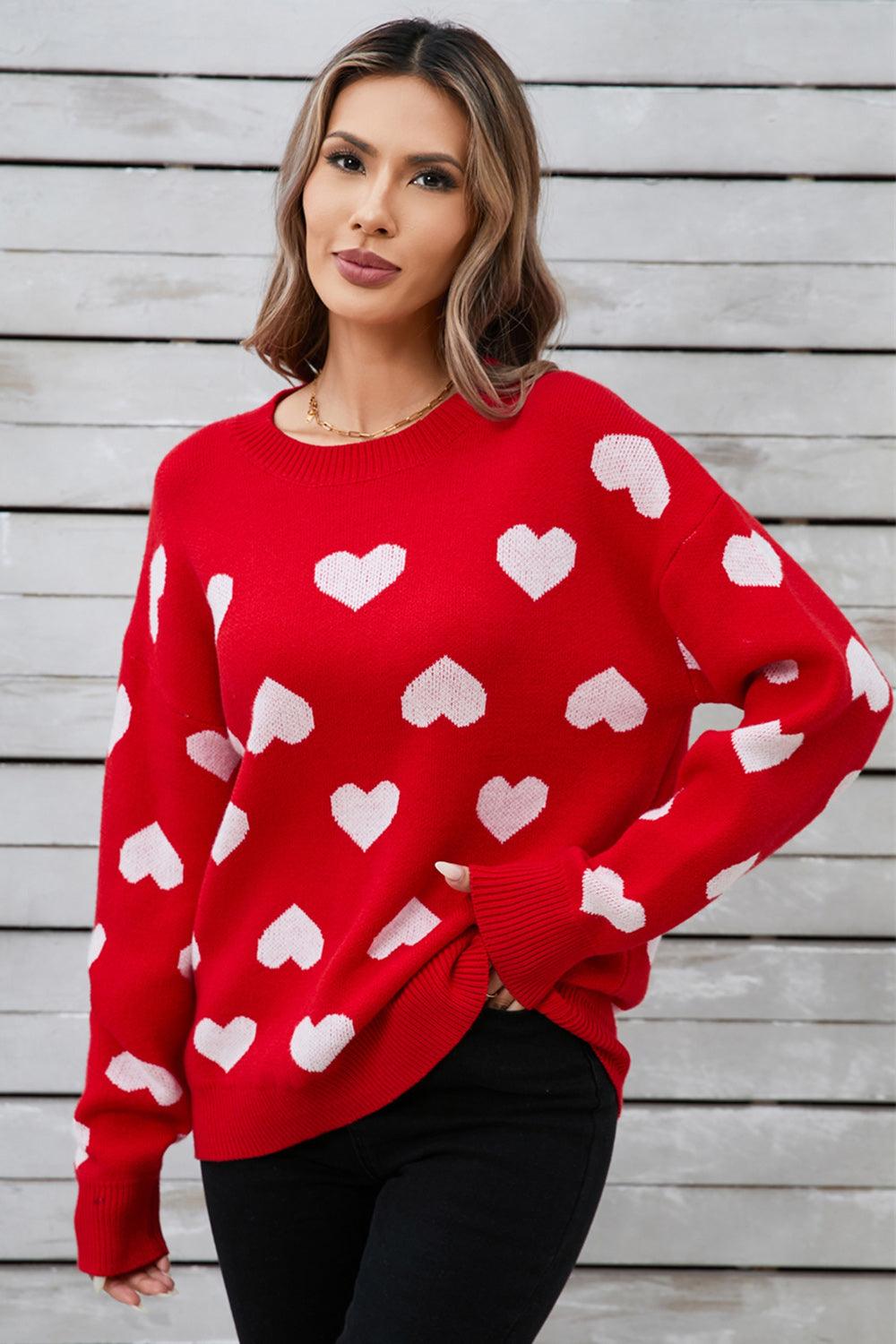 Angel Wings Heart Round Neck Long Sleeve Sweater