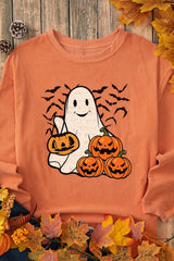 Jack-O'-Lantern Round Neck Long Sleeve Sweatshirt